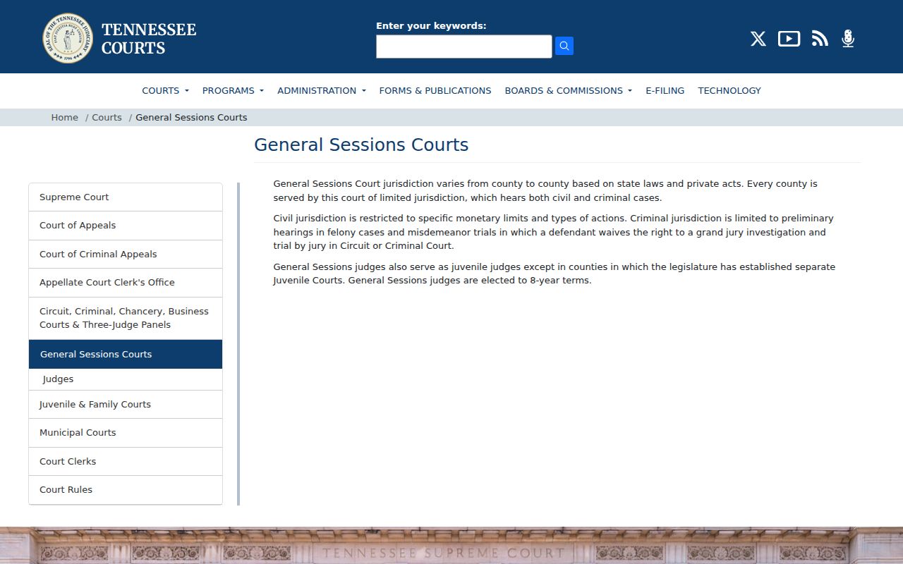 Hardin County bench warrant research, Tennessee General Sessions court overview