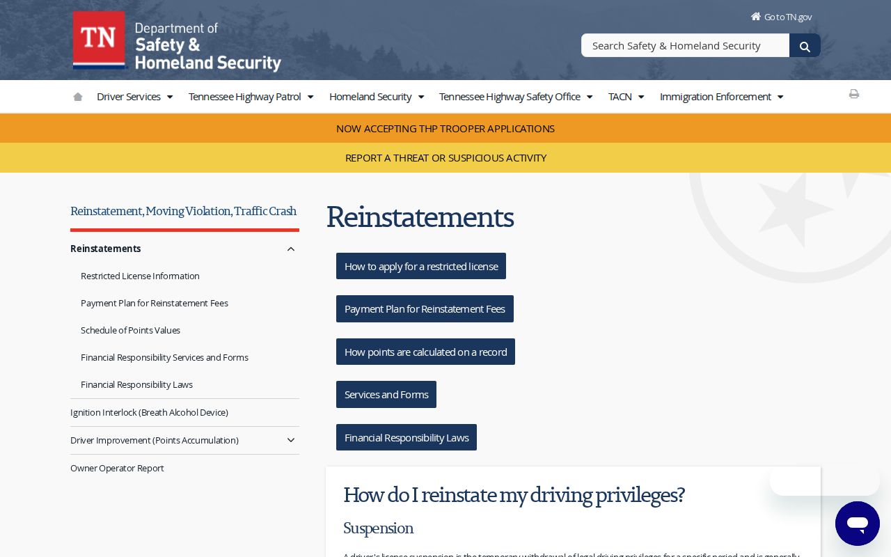 Hardin County traffic warrant research, Tennessee license reinstatement process