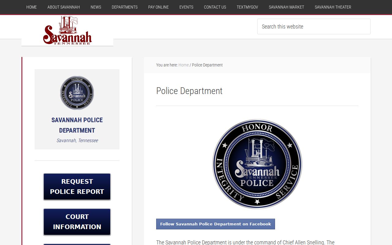 Savannah warrant records research, official Savannah Police contact page